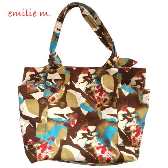 Emilie M. Large Multicolor Floral Tote Handbag Fully-Lined 18" x 13" x 5" - Picture 1 of 12